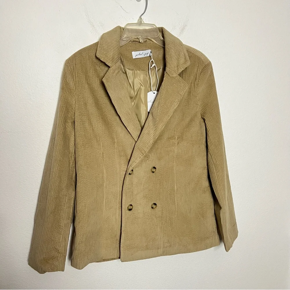 NWT Petal & Pup Tan Corduroy Blazer Jacket Double Breasted - Picture 5 of 12